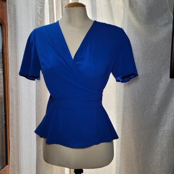 Monteau blue wrap peplum - Picture 1 of 8